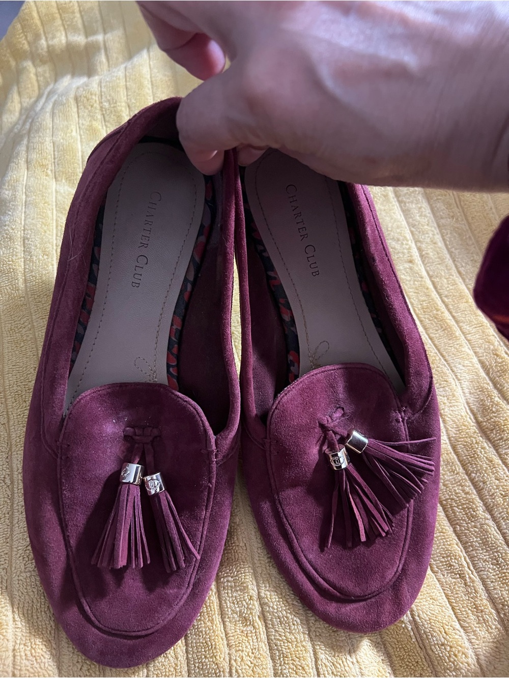 Charter Club Women's Wine Suede Tassel Loafers